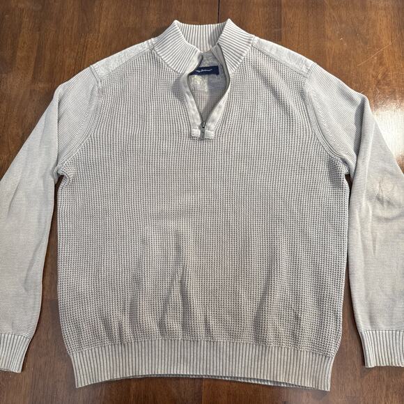 Tommy Bahama Other - Tommy Bahama Coastal Shores 1/2 Zip Sweater Gray Knit 100% Cotton Size Large